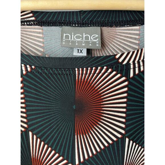 NICHE Nilgun Derman Tunic Top Salsa Size XLarge Fans Print Green Multi - Picture 5 of 5